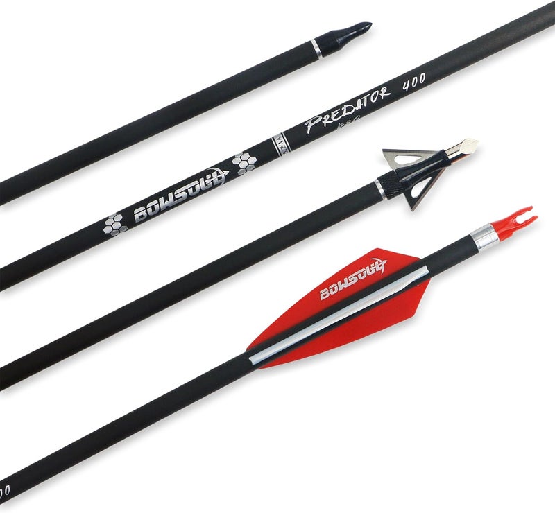 BOWSOUL سهام الصيد الكربونية بطول 30 بوصة مع زعانف عالية الصلابة بطول 2.75 بوصة، العمود الفقري 400 للقوس المركب والقوس المنحني - Image 3